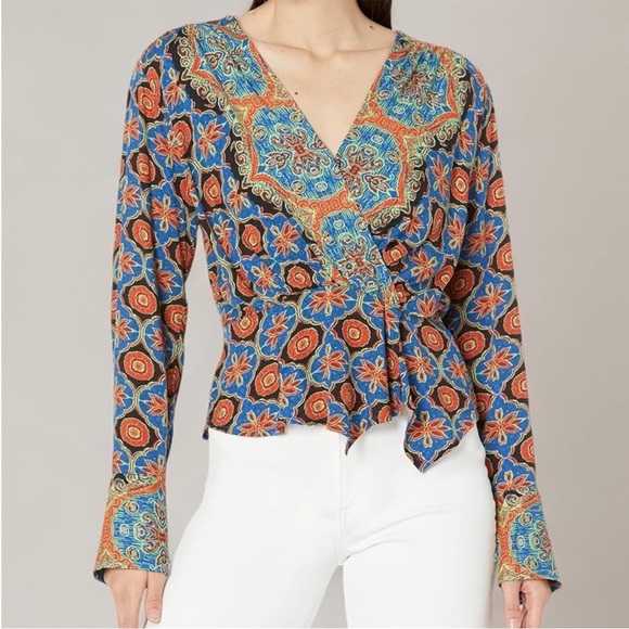 Free People Falling For You Floral Wrap Top Large - Picture 13 of 13